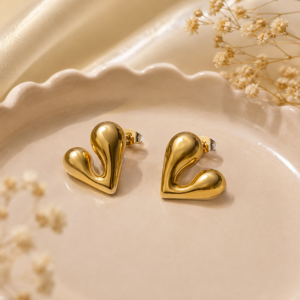 Golden Heart Anti tarnish Earrings.