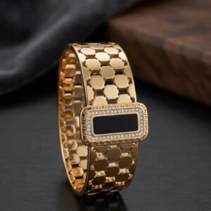 Traditional stainless steel diamond kada