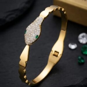 Diamond Studded Snake Statement Bracelet