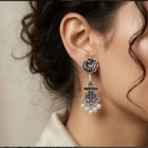 Black Colour German Silver Earrings