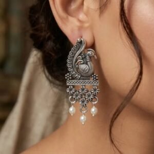 Special Peacock Rajasthani Oxidised Earring