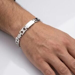 Silver Anti Tarnish Statement hook-up bracelet for Men's