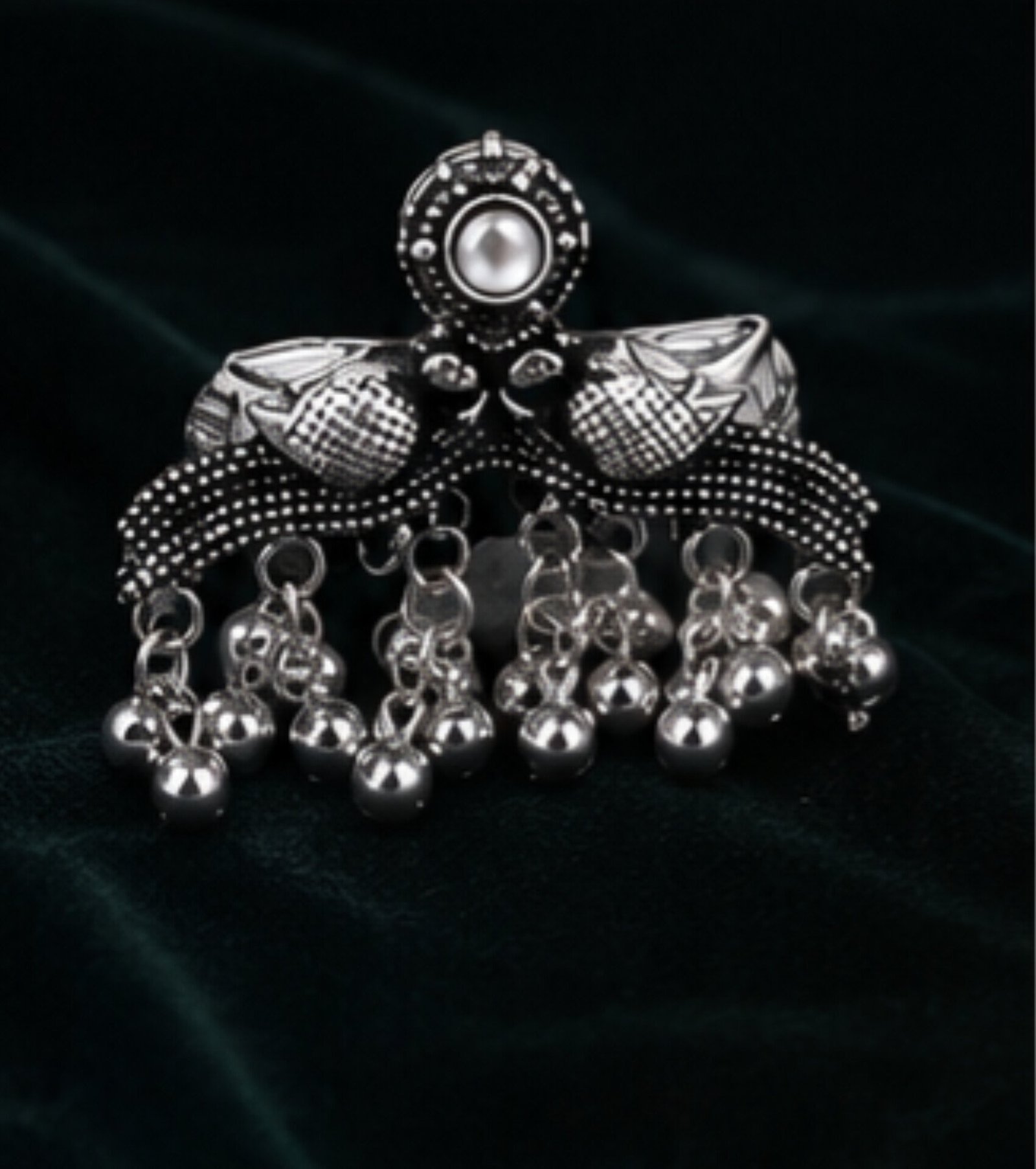 Indian Parrot Oxidised Navratri Ring